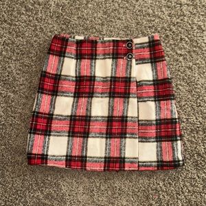 Red and black plaid flannel skirt